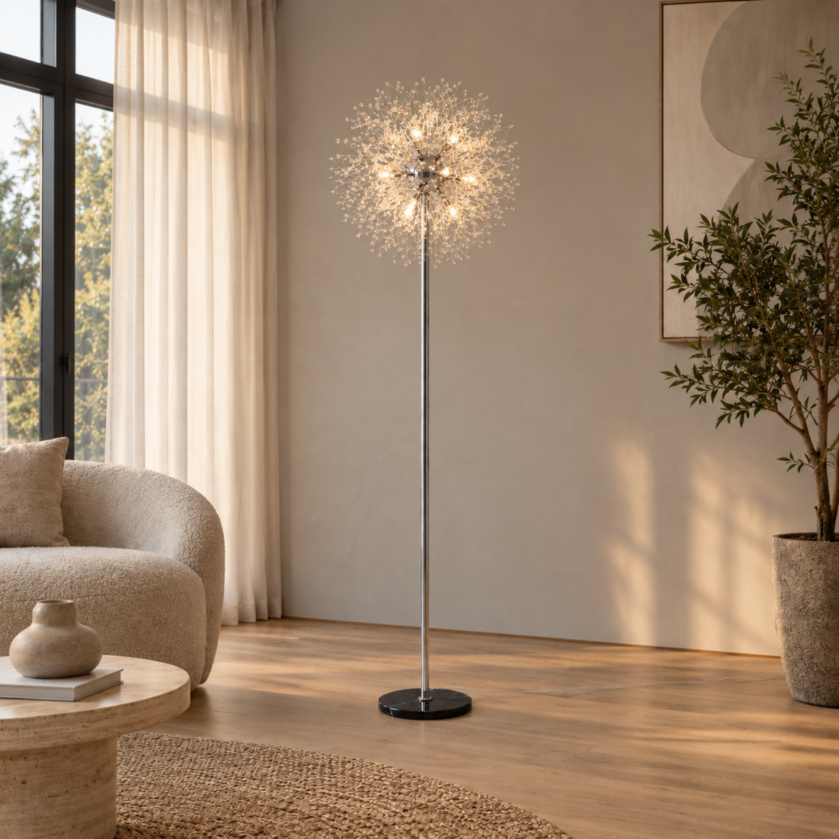 Ivoria Art Déco Kristall Stehleuchte für Wohnzimmer