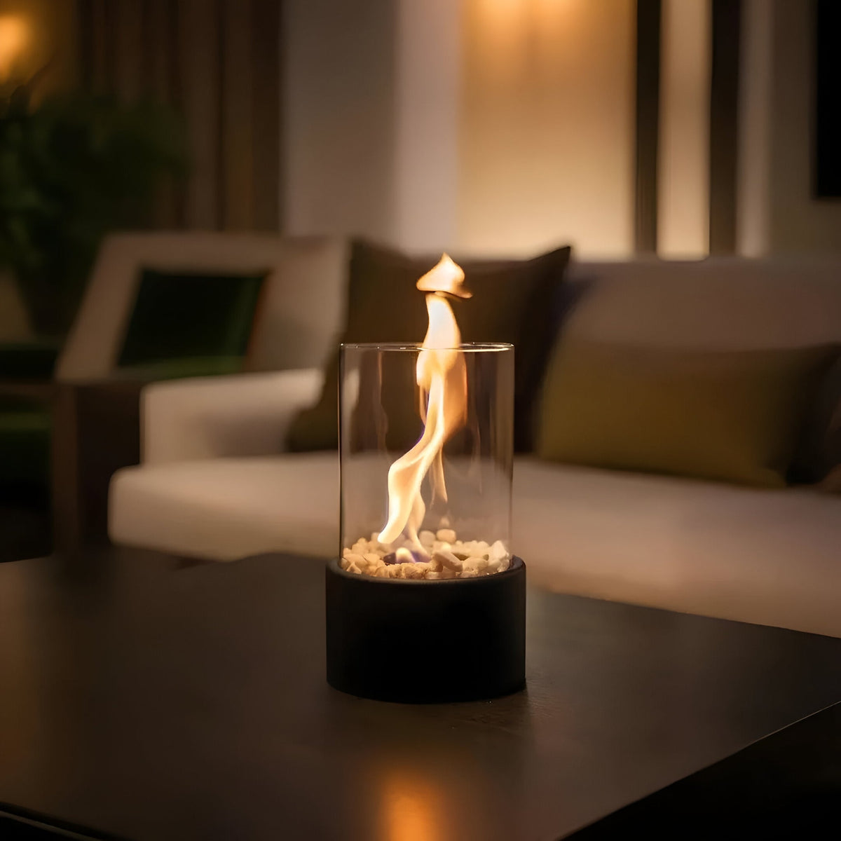 Rinvelda Minimalistisch Metall Glas Tischkamin