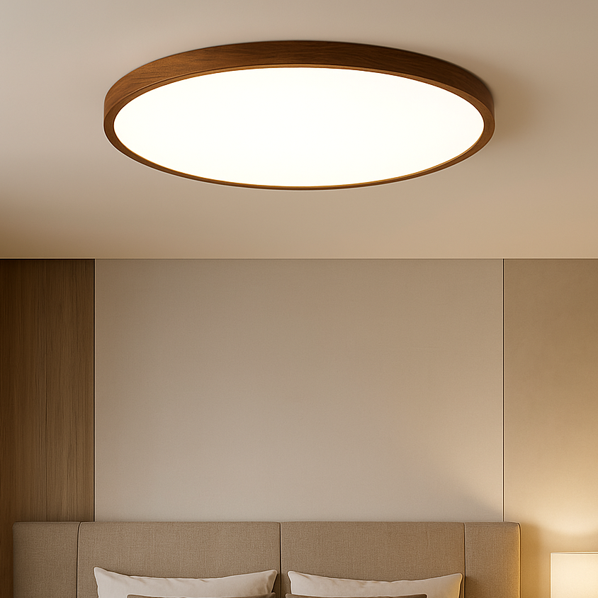 Saverno Minimalistisch Holzoptik Deckenleuchte