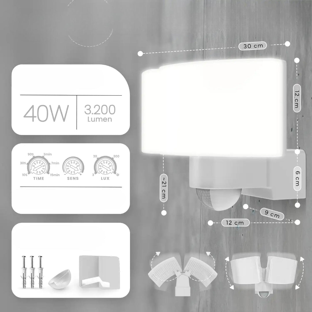 Gaveno Modern Doppelkopf Sensor-Außenwandleuchte