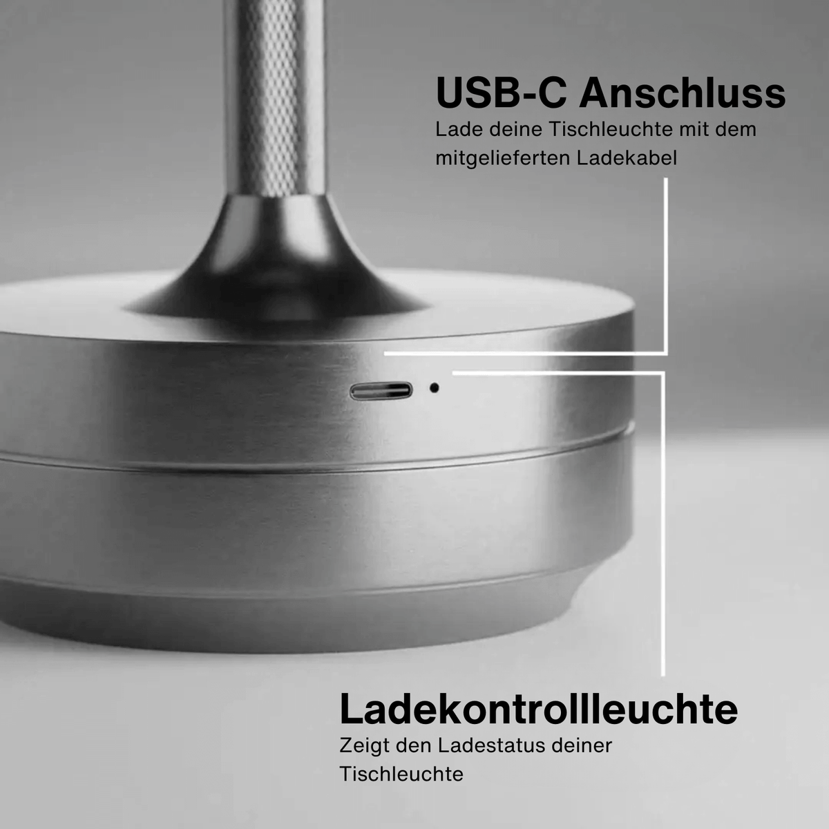 Jorvella Minimalistisch Aluminium Akku-Tischleuchte