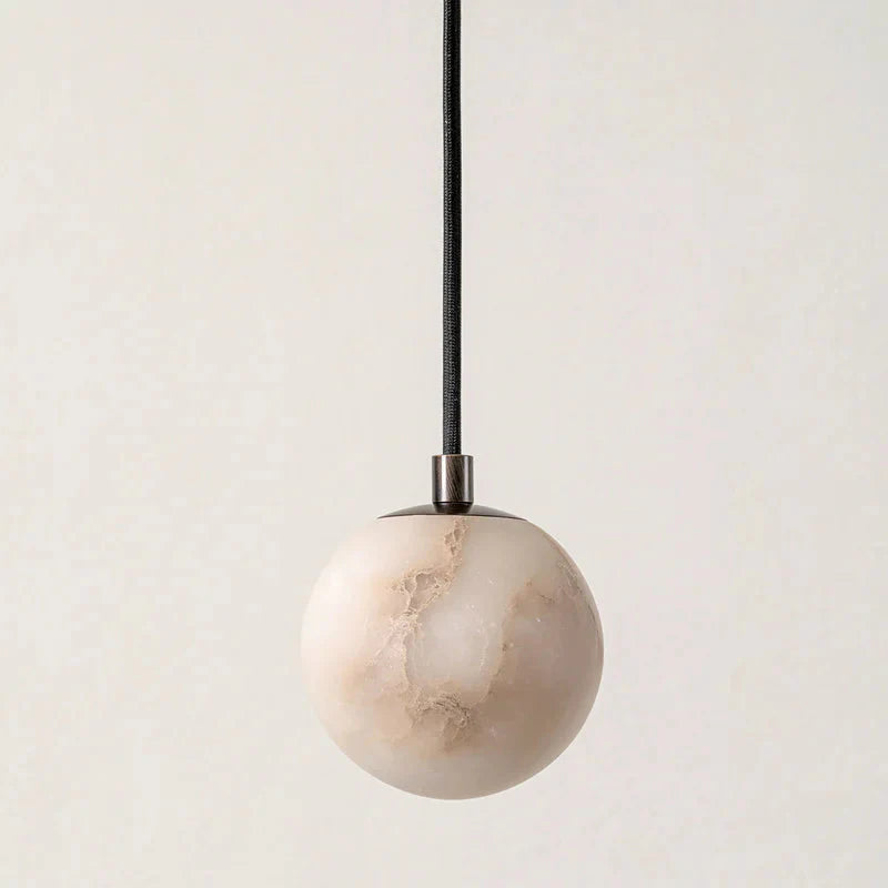 Pendelleuchte aus Alabasterglas und Bronze