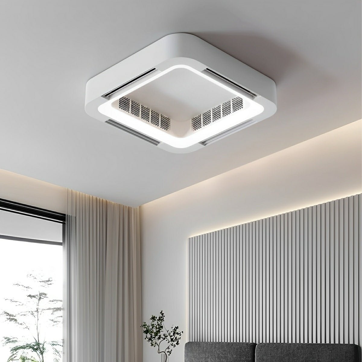 Moderner LED-Deckenventilator ohne Flügel mit Beleuchtung