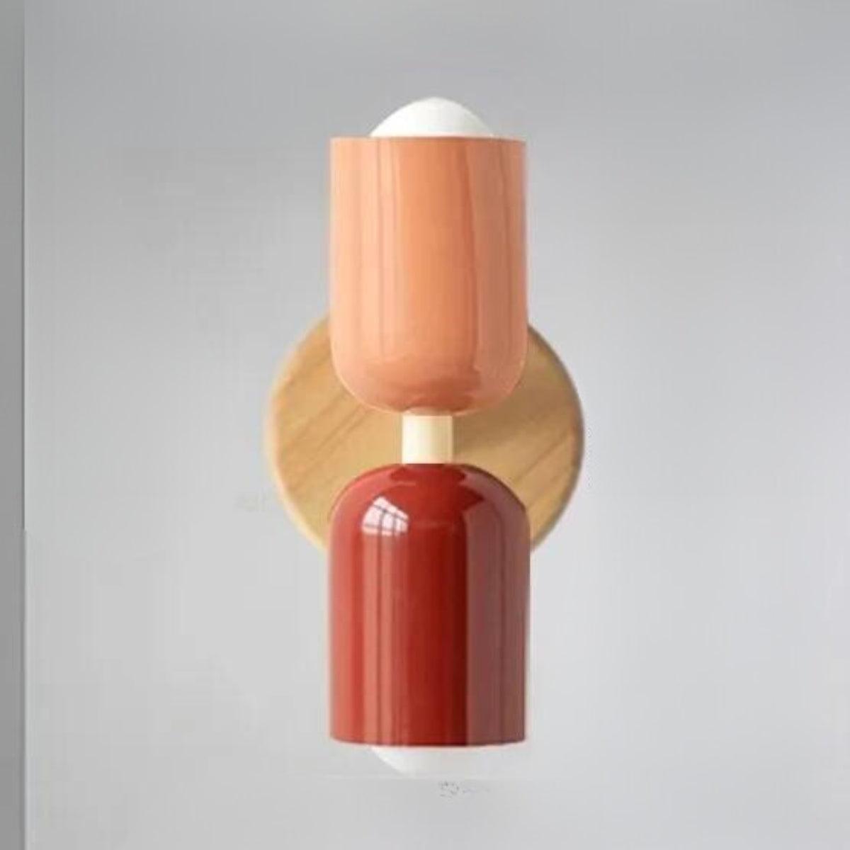 Doppelkopf Wandlampe Holz