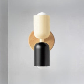 Doppelkopf Wandlampe Holz