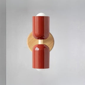 Doppelkopf Wandlampe Holz