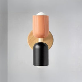 Doppelkopf Wandlampe Holz