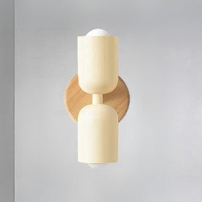 Doppelkopf Wandlampe Holz