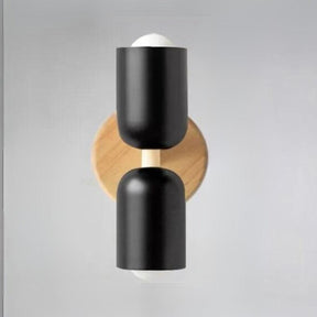 Doppelkopf Wandlampe Holz