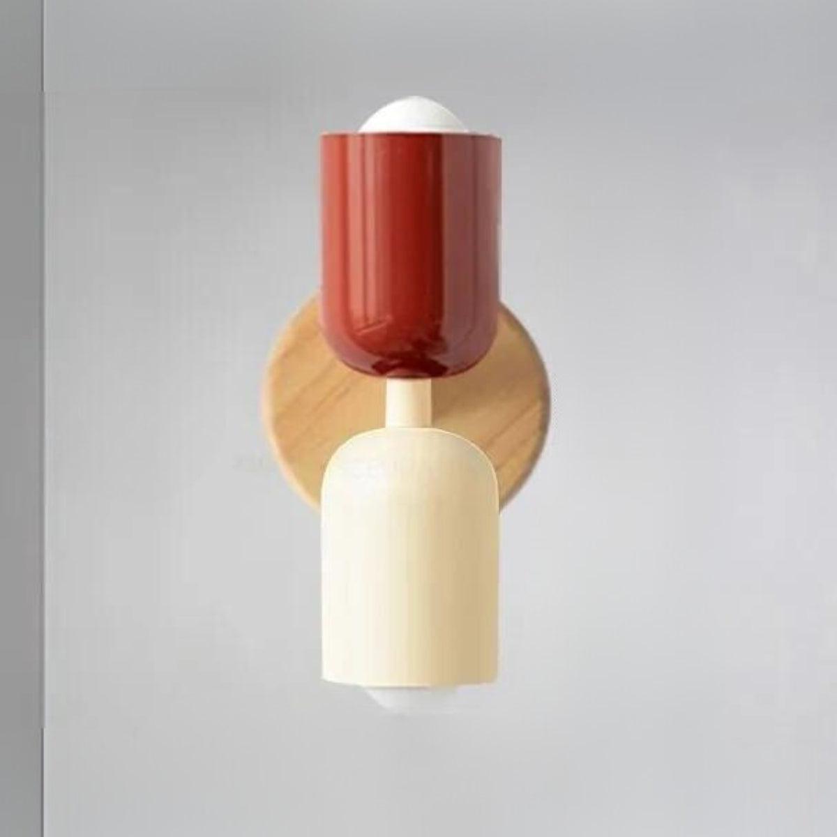 Doppelkopf Wandlampe Holz