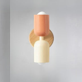 Doppelkopf Wandlampe Holz